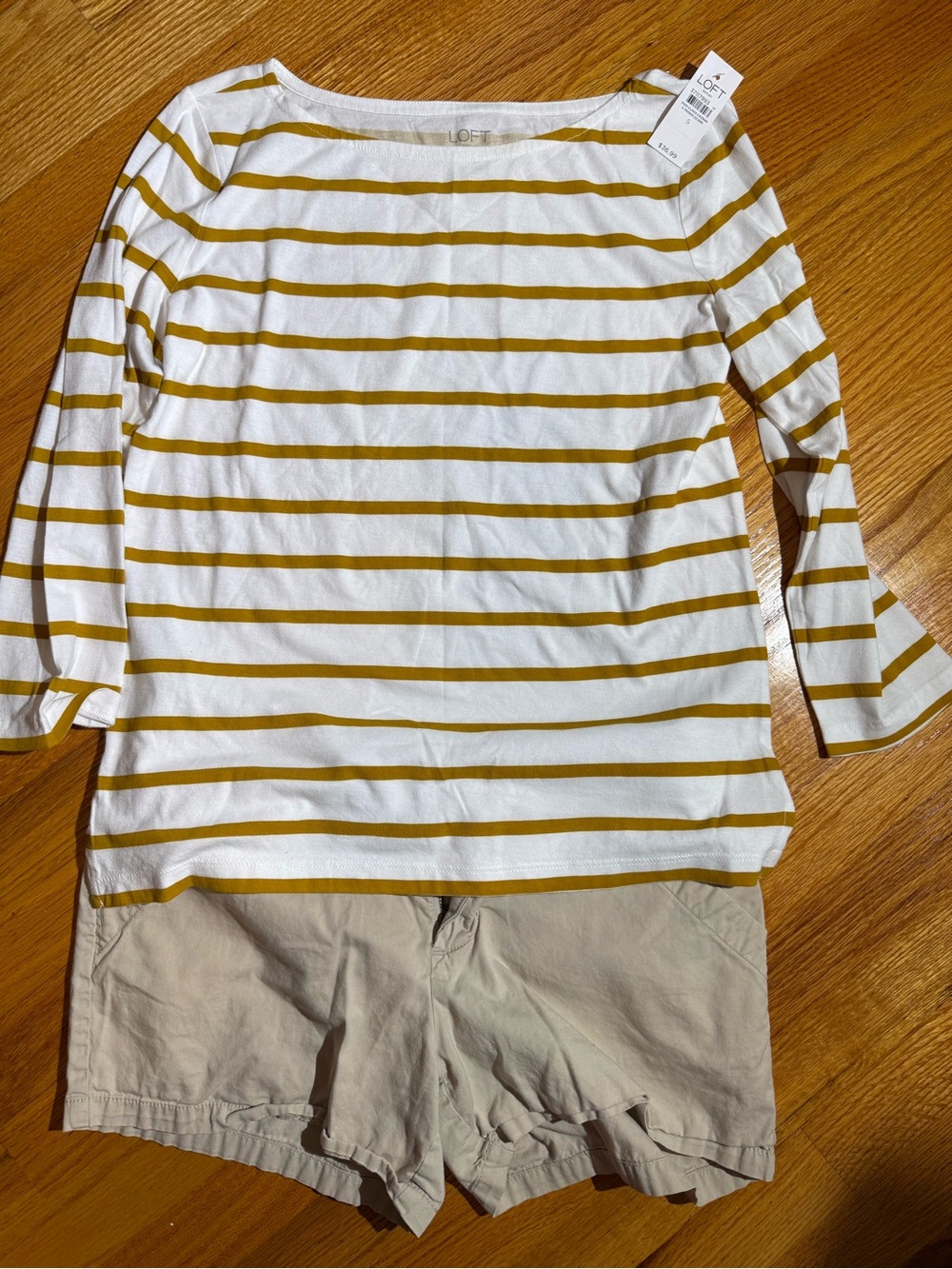 Columbia Khaki Beige Shorts with Loft NWT long-sleeve shirt